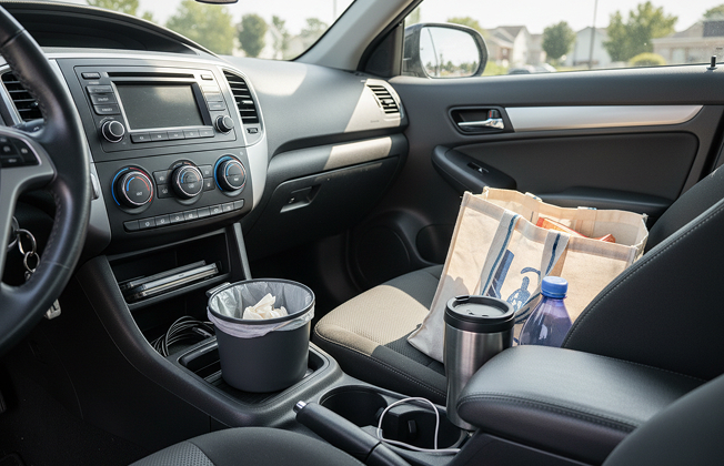 차량 내부 쓰레기 수거 이미지